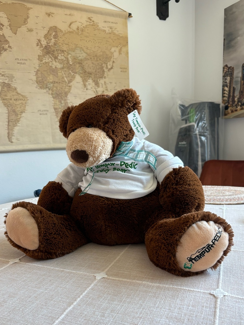 Tempurpedic Brown Teddy Bear in White Shirt - Y2K